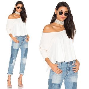 FREE PEOPLE Cloud Nine Off-the-Shoulder Colorblock Dolman Batwing Blouse Top
